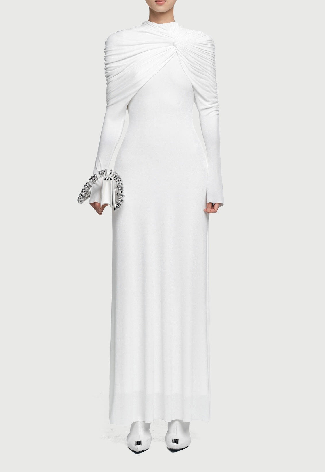 Draped Maxi Dress in White