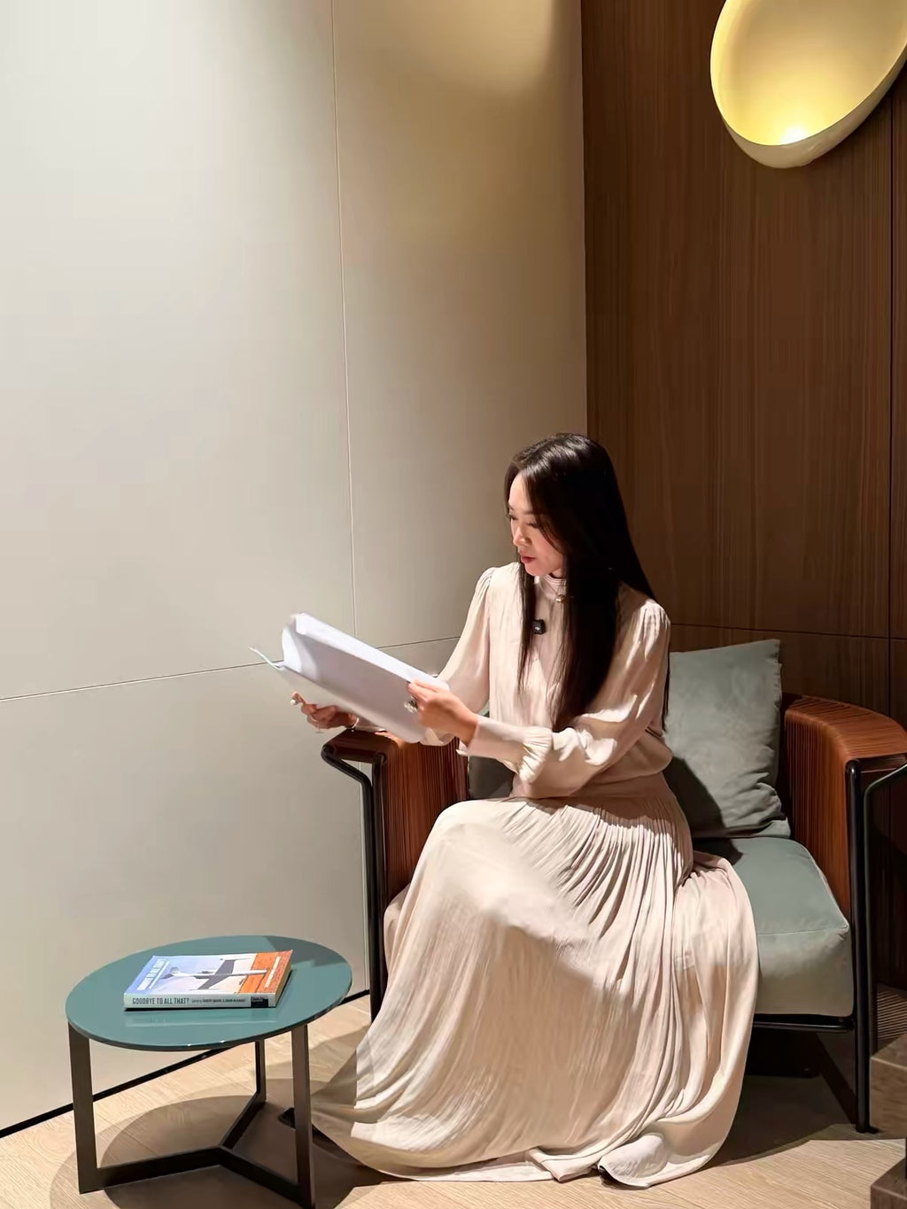 Champagne Pleated Maxi Dress