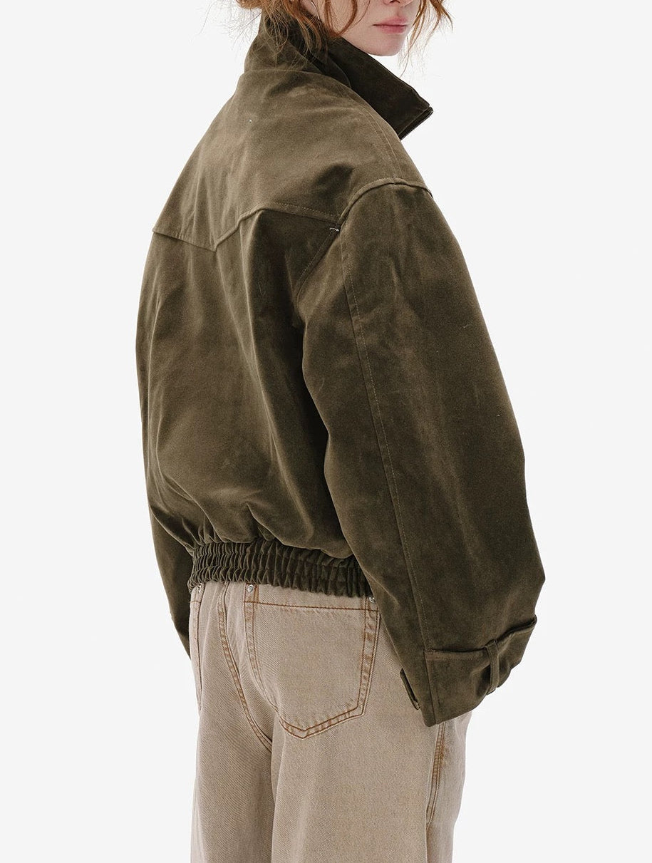 Cotton Bomber Jacket in Khaki