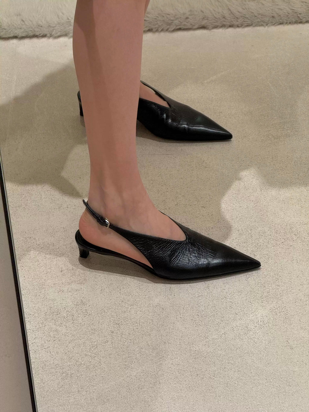Classic Black Pointed Slingbacks