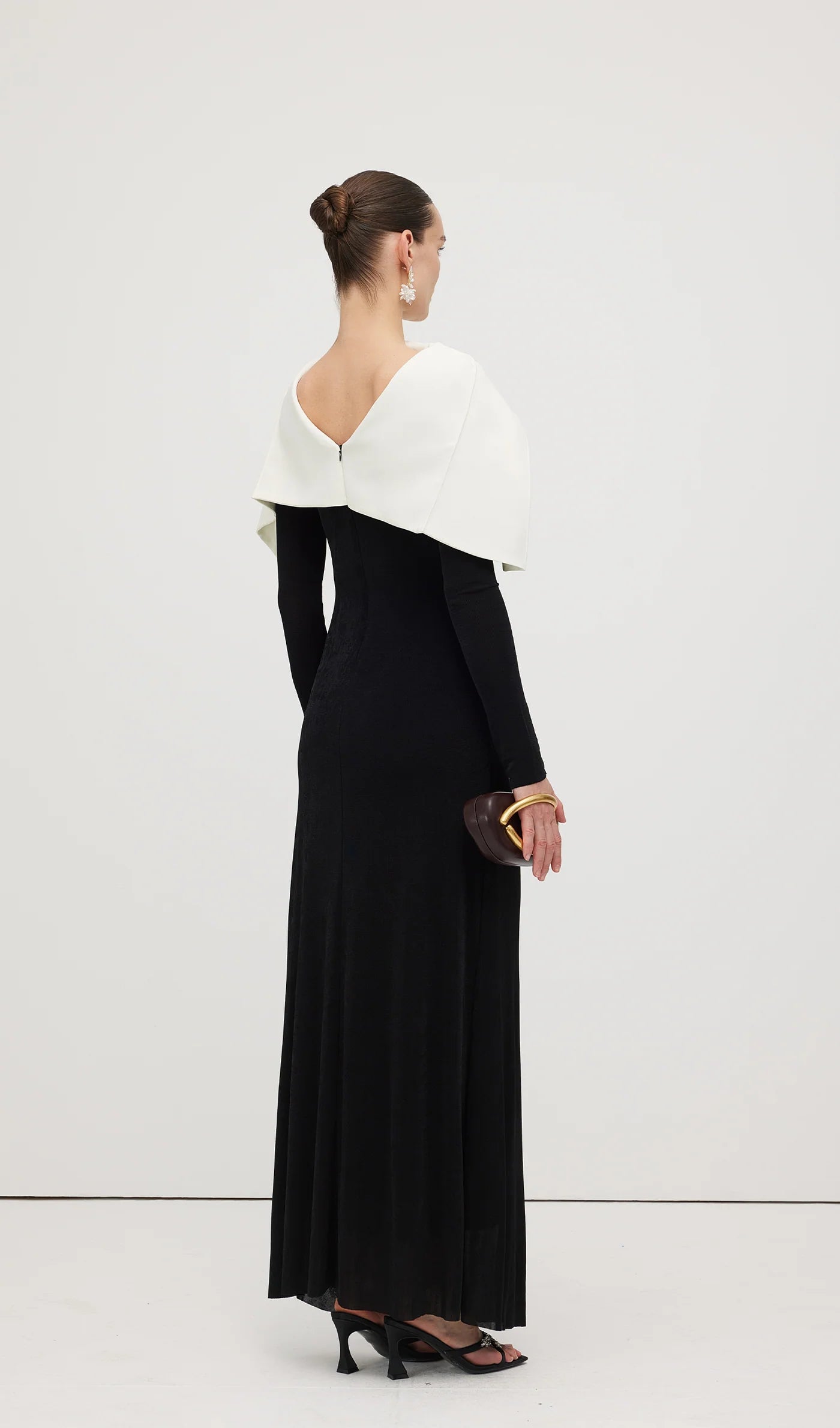 Cape Black\White Dress with Long Sleeves