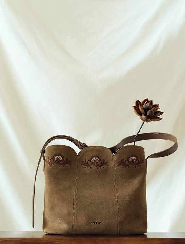 Embroidered Bag in Khaki