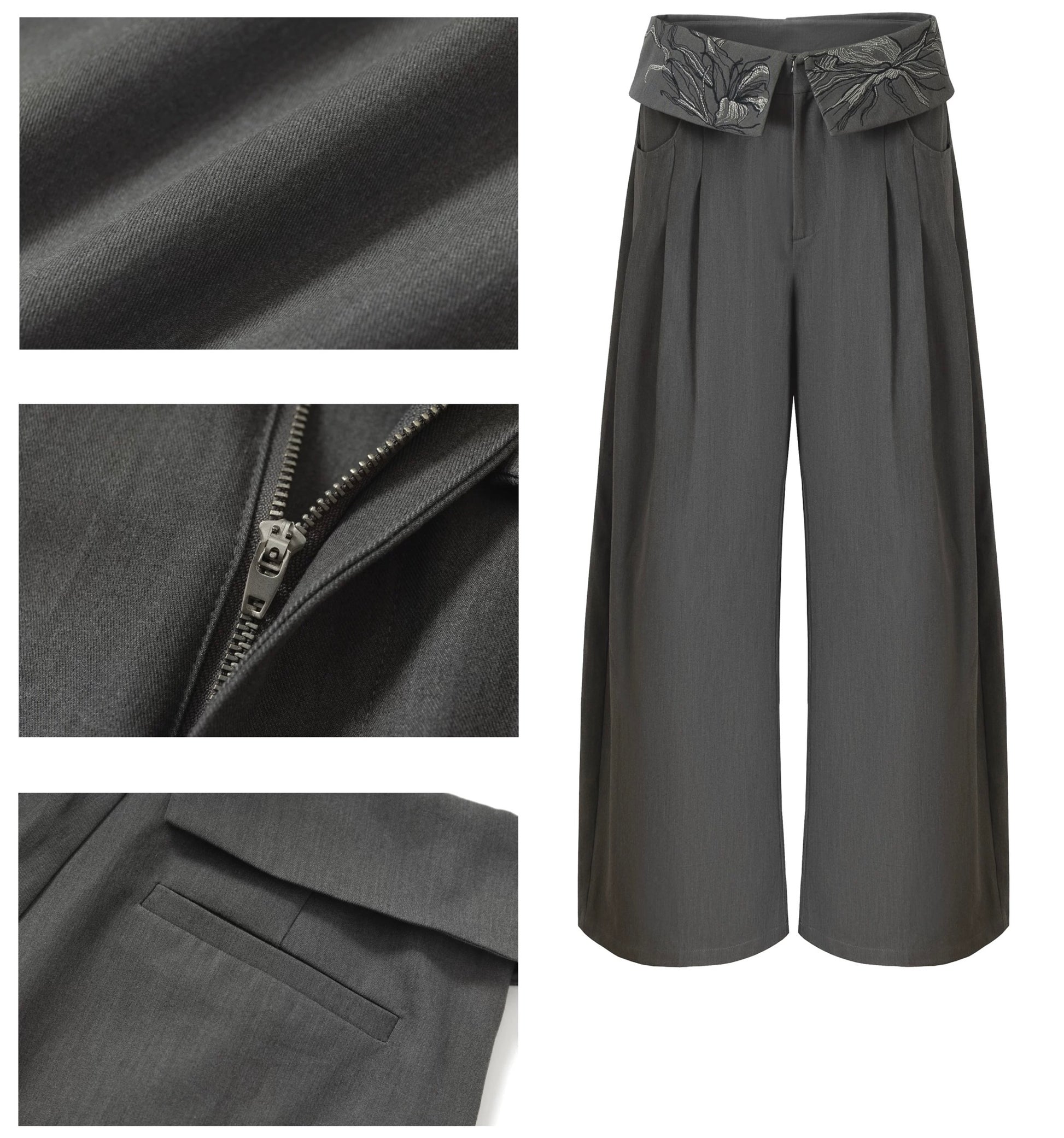 Embroidered Wide-Leg Pant