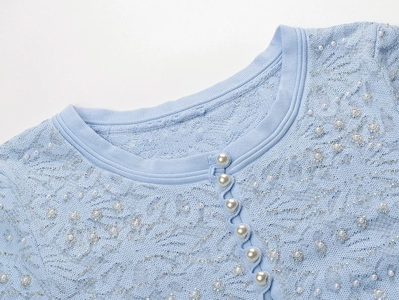 Light Blue Embroidered Dress
