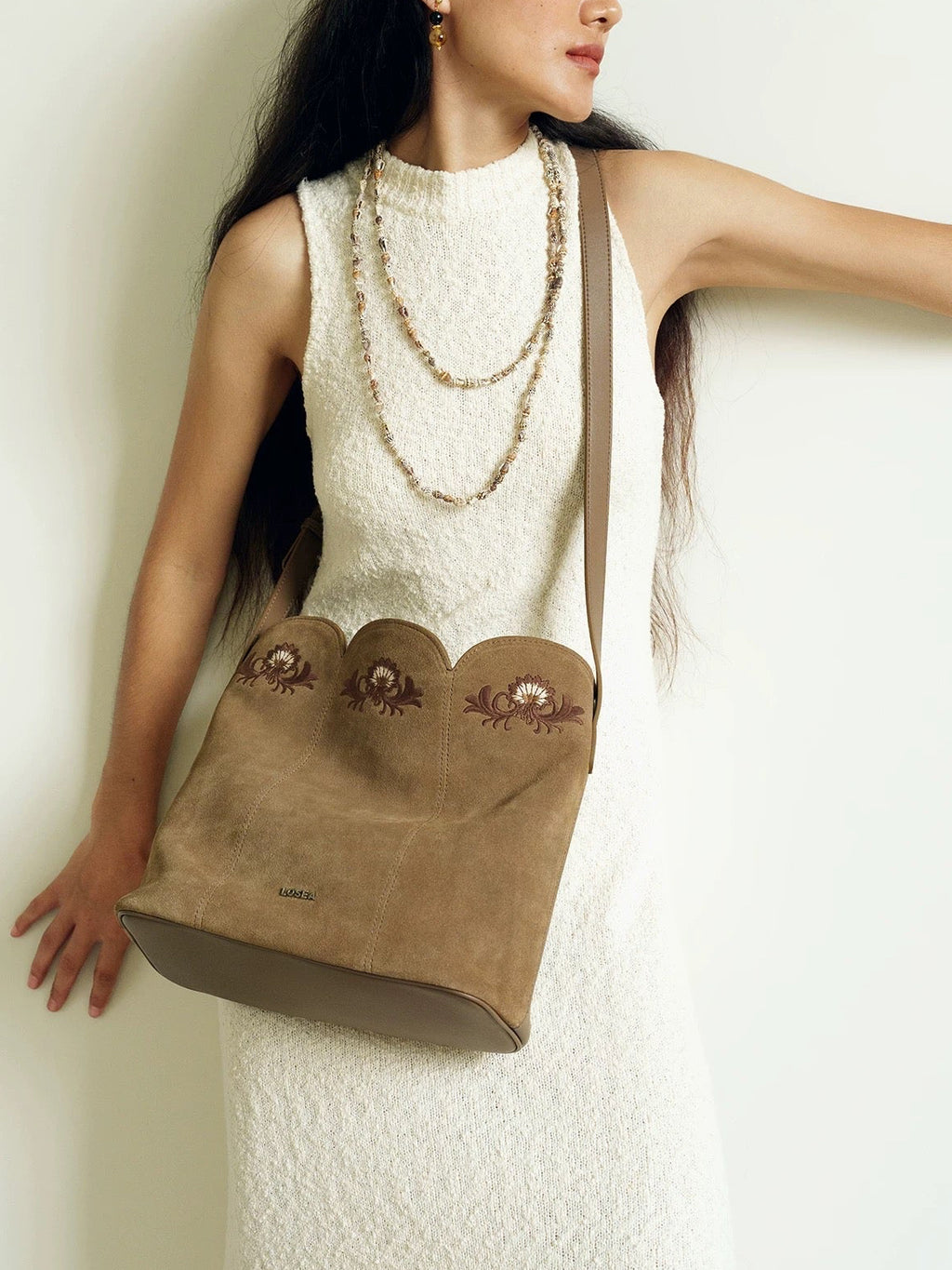 Embroidered Bag in Khaki