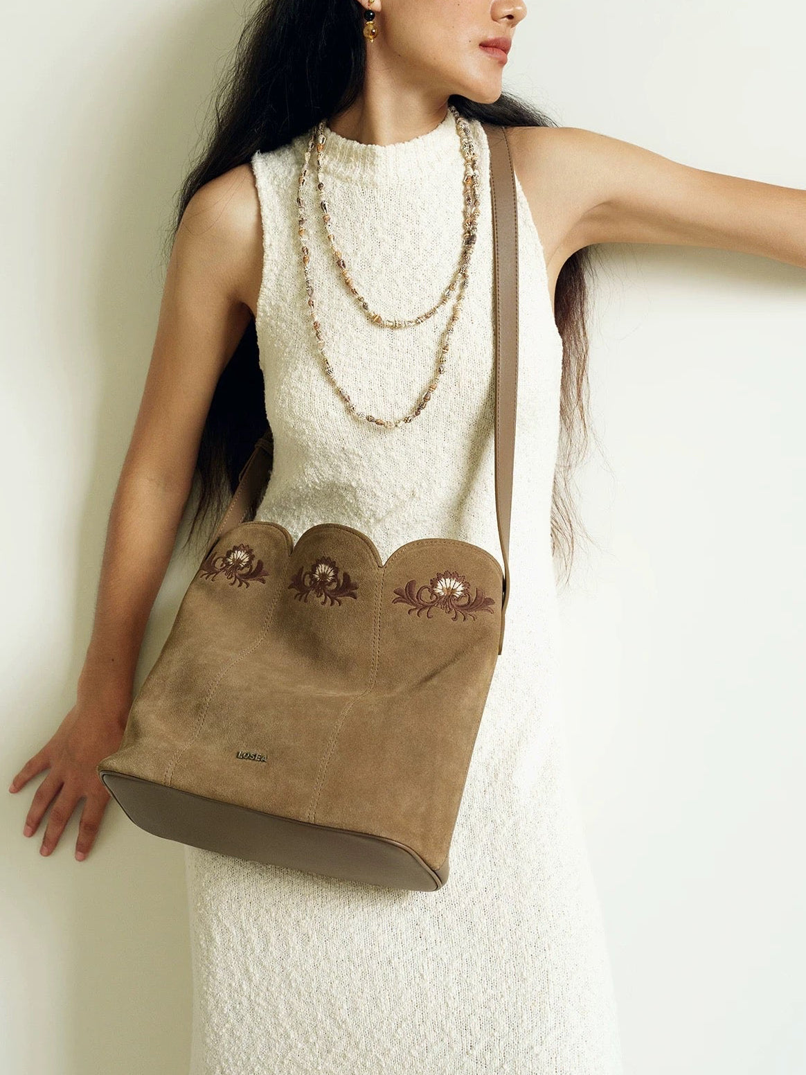 Embroidered Bag in Khaki