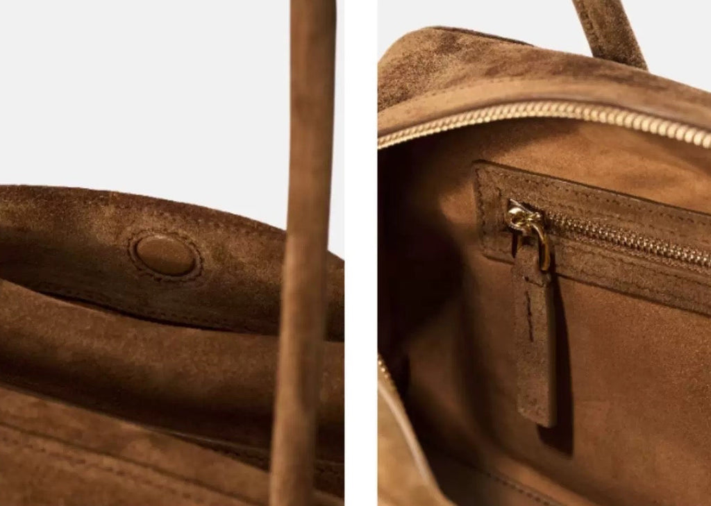 Suede Shoulder Baguette in Tan