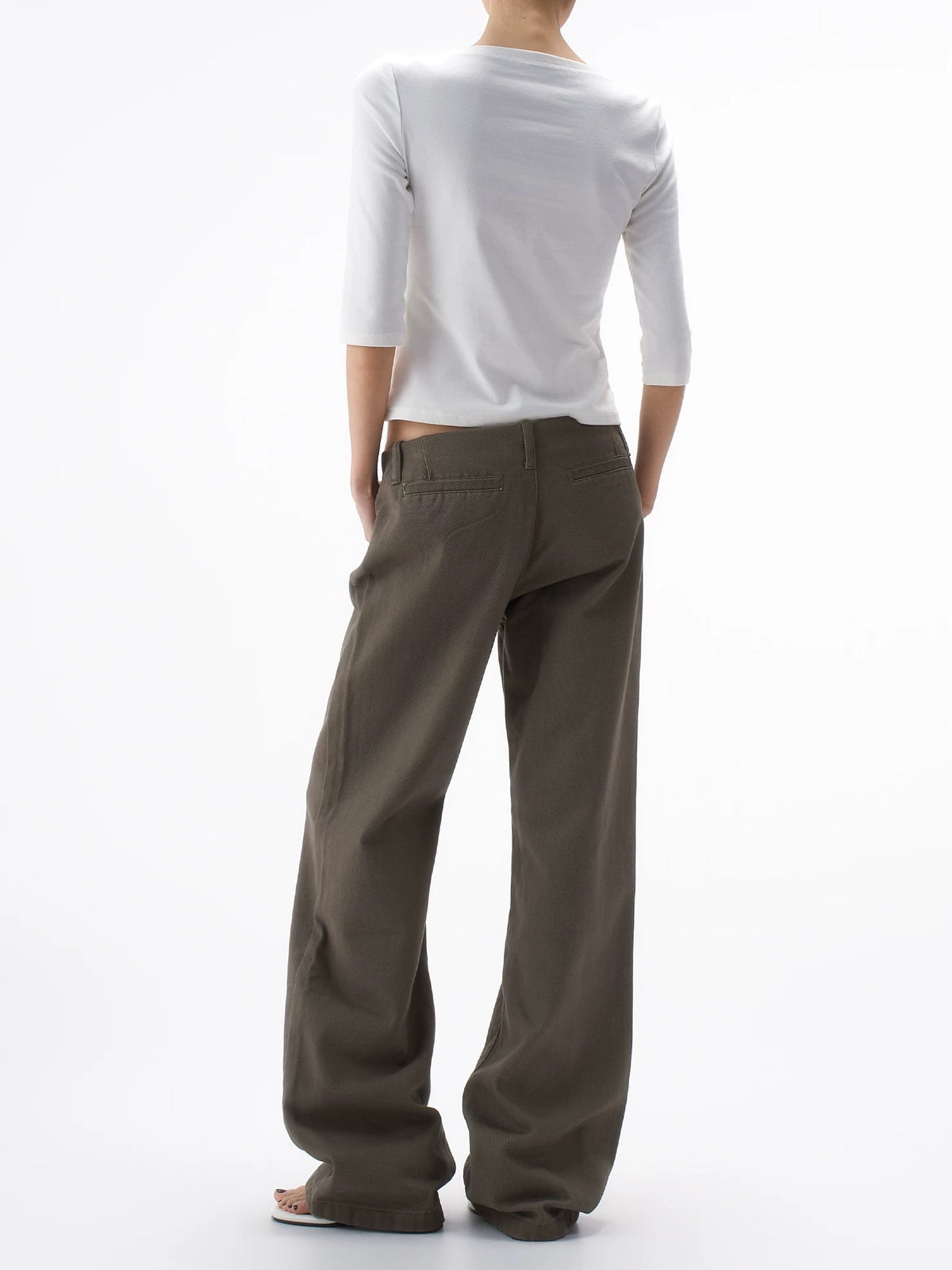 Low-waist Utility Pants in Dark Olive