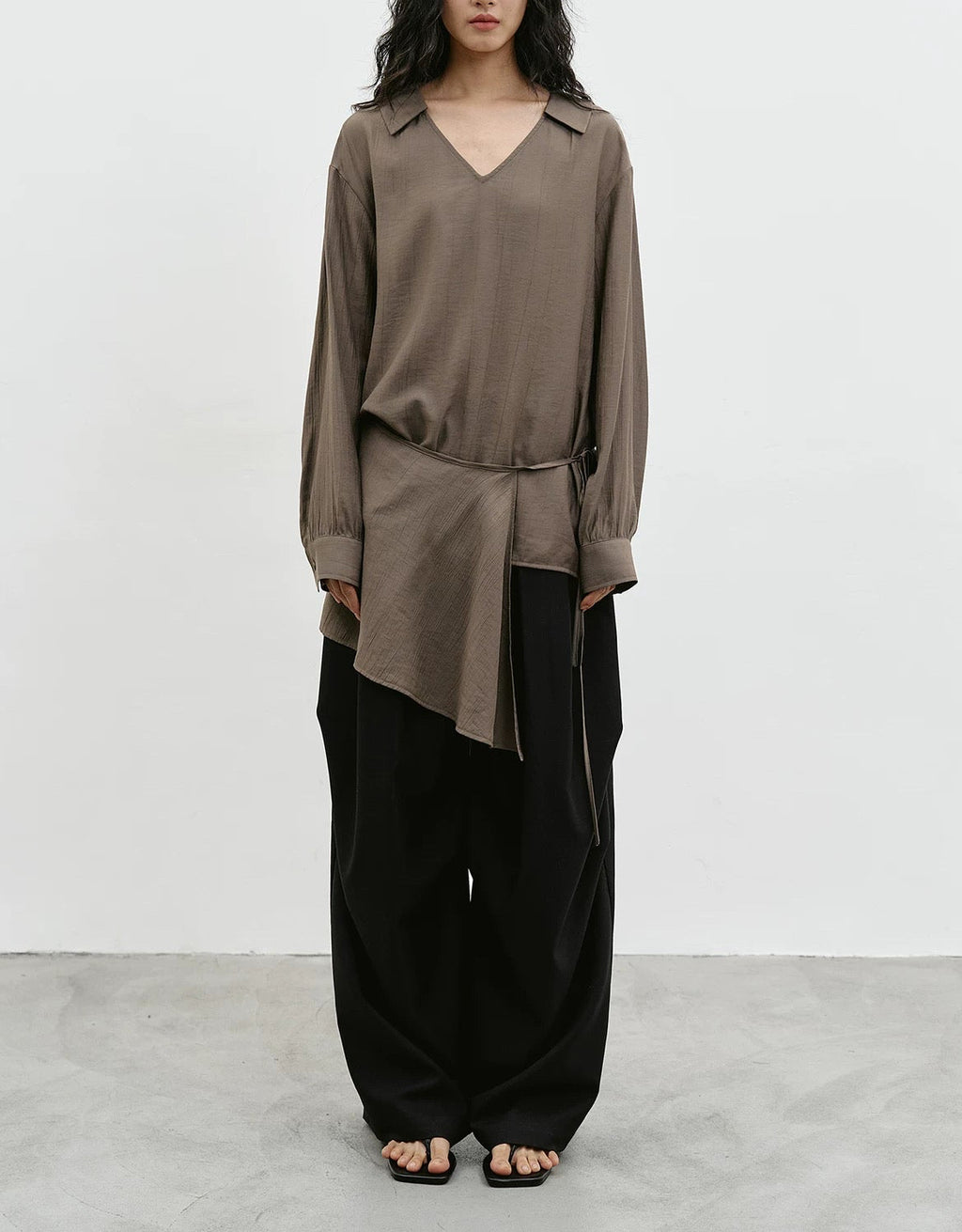 The Wrap Blouse in Taupe