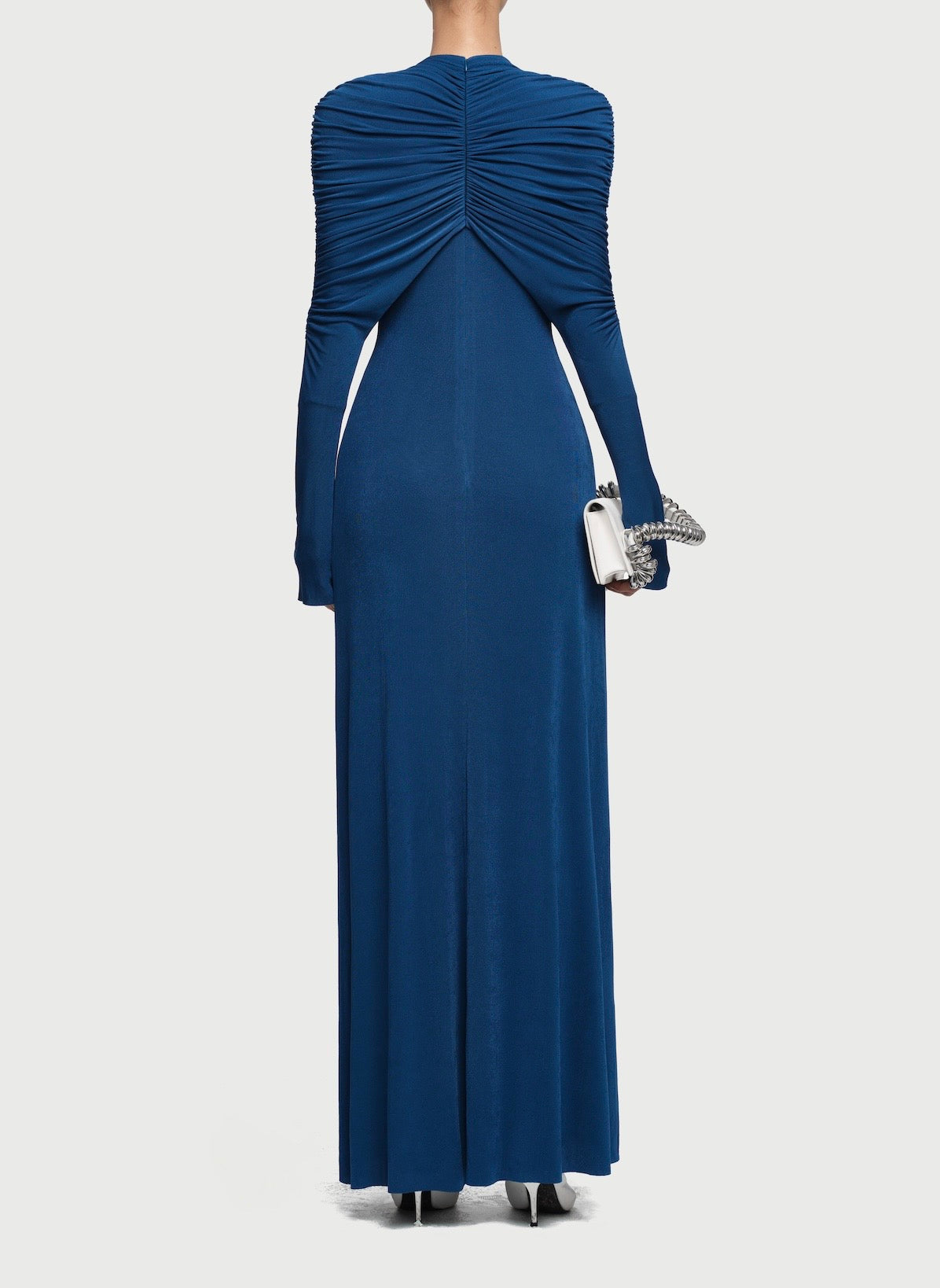 Draped Maxi Dress in Teal Blue