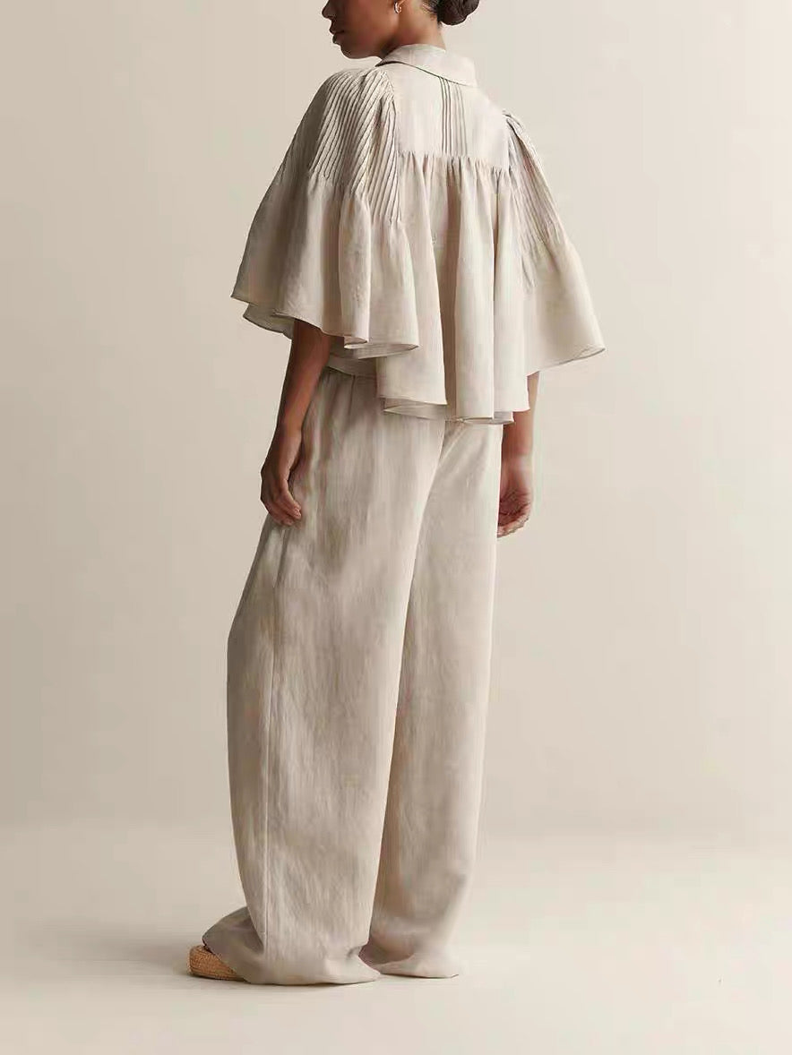 Pleated Linen Blouse