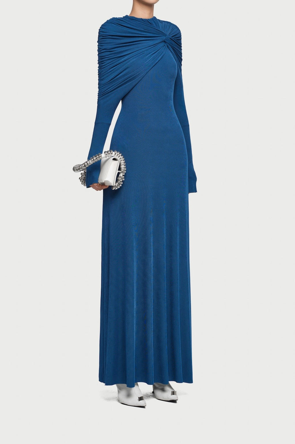 Draped Maxi Dress in Teal Blue