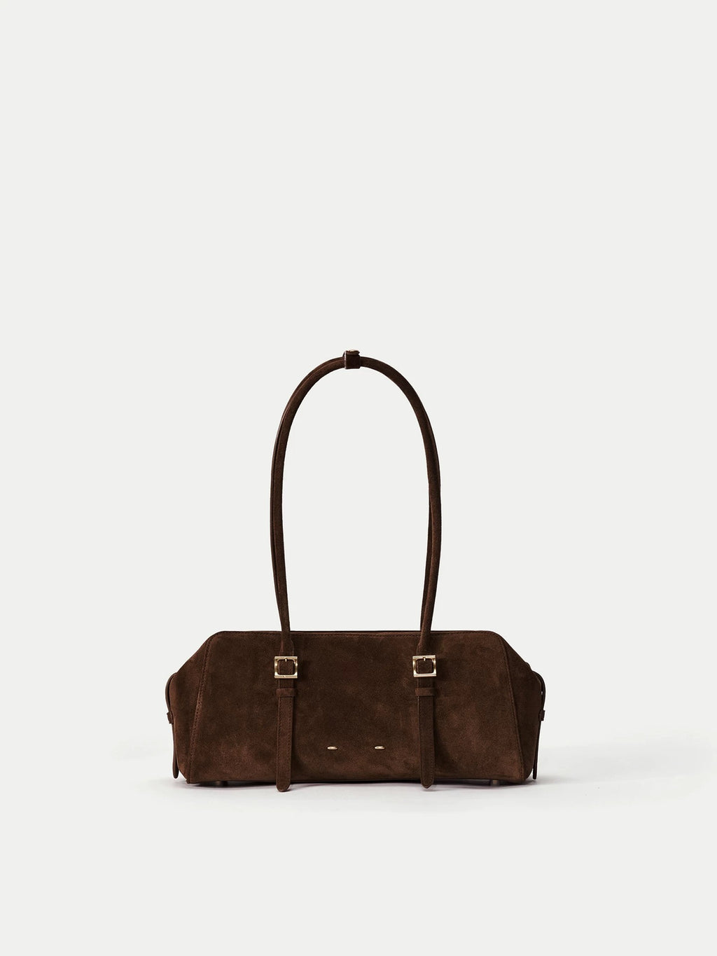 Suede Shoulder Baguette in Dark Brown