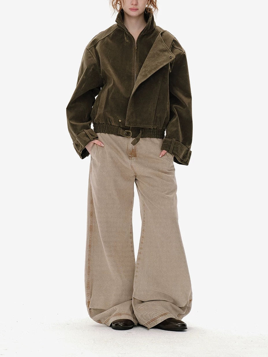 Cotton Bomber Jacket in Khaki