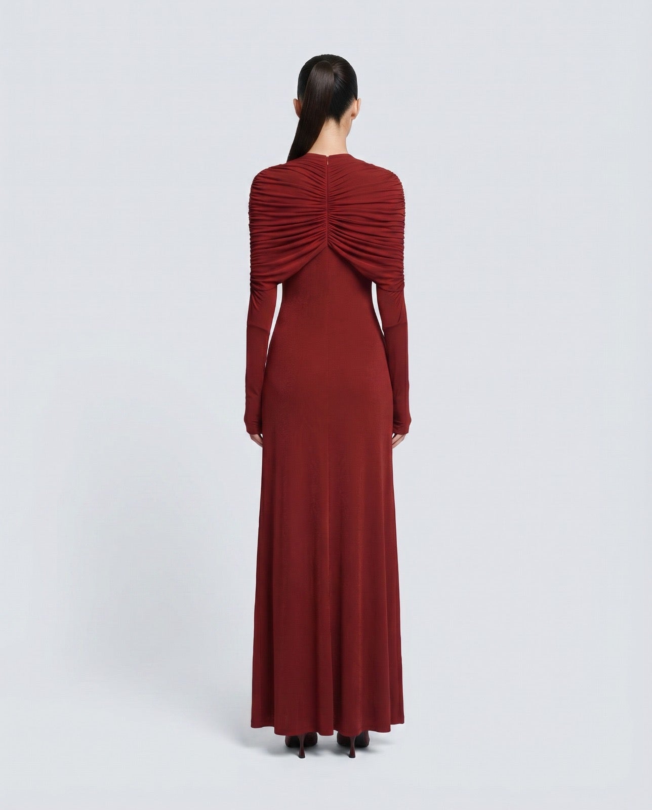 Draped Maxi Dress in Red (Immediate)