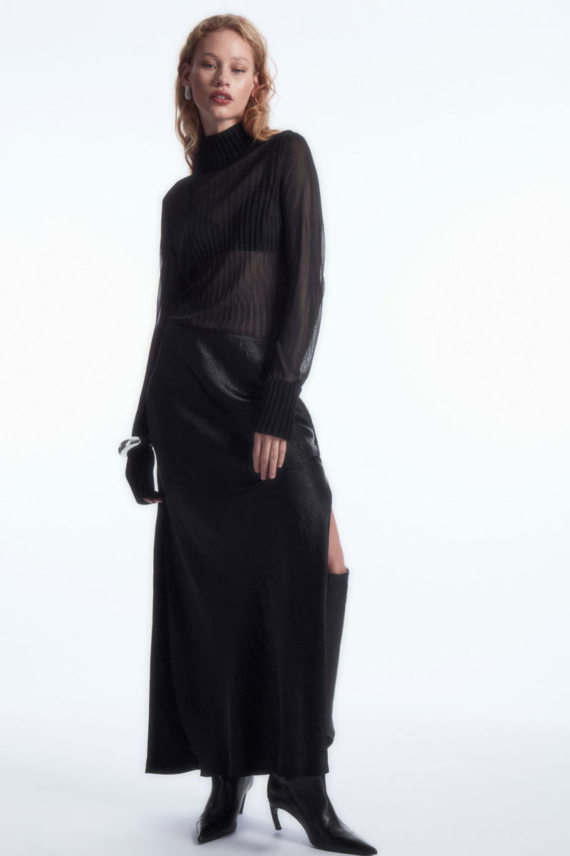 Cos Crinkled-Satin Maxi Skirt