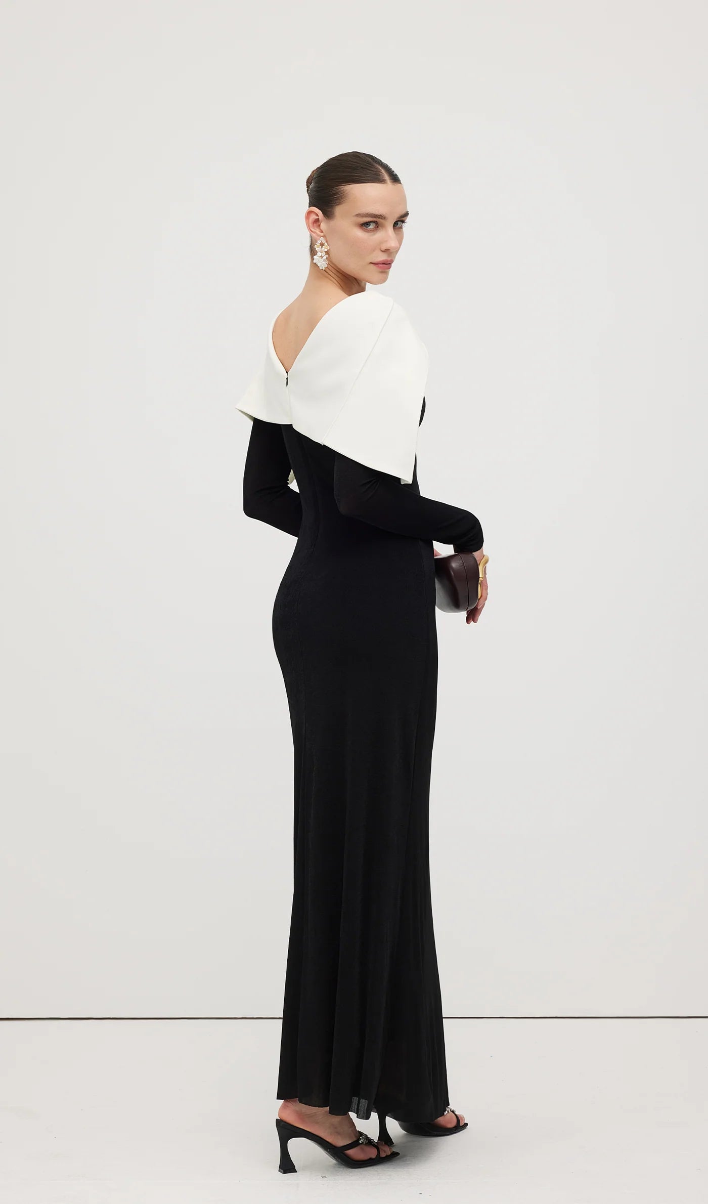 Cape Black\White Dress with Long Sleeves