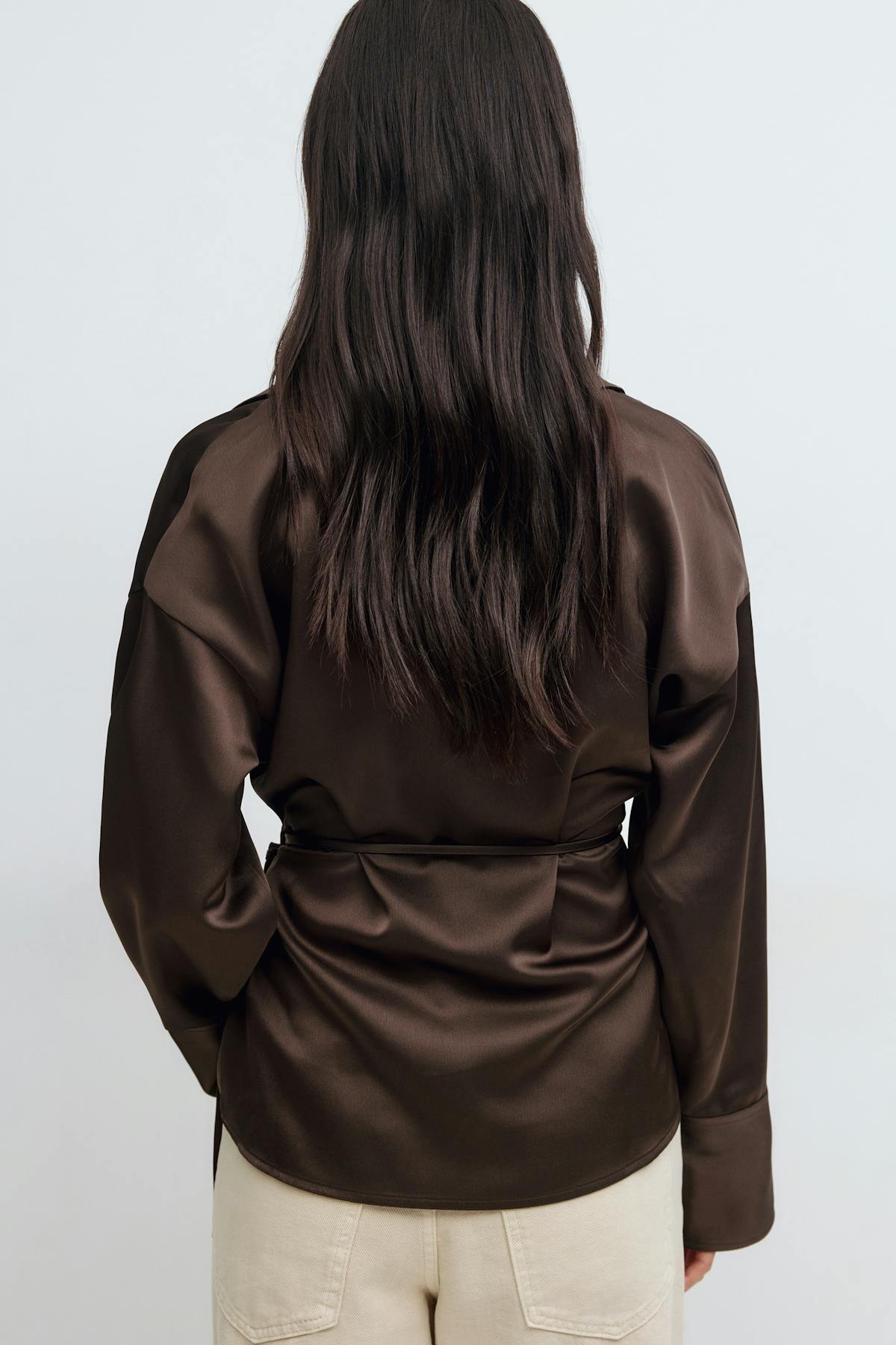 Tie Front Shirt (Brown)