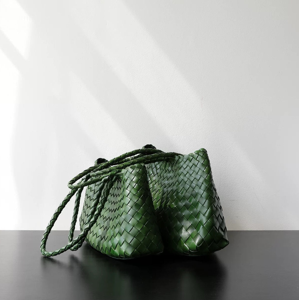 Small Woven Tote Bag in Green