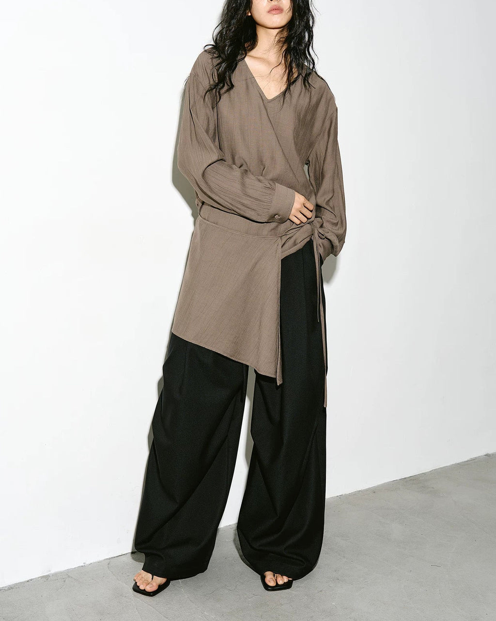 The Wrap Blouse in Taupe