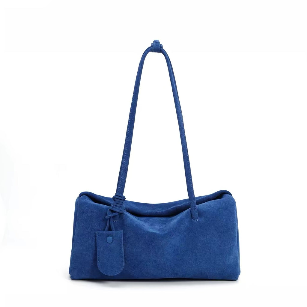 Suede Shoulder Bag in Royal Blue