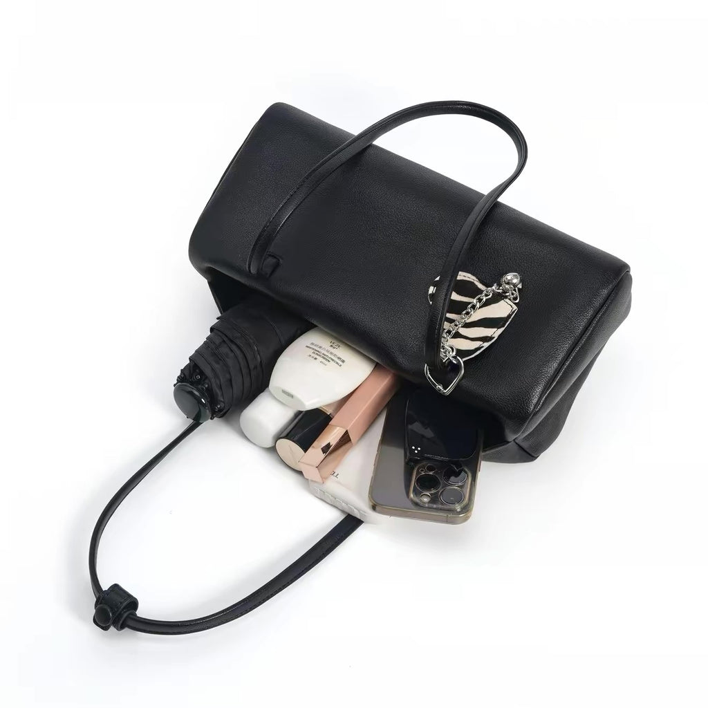 Lambskin Shoulder Bag in Black