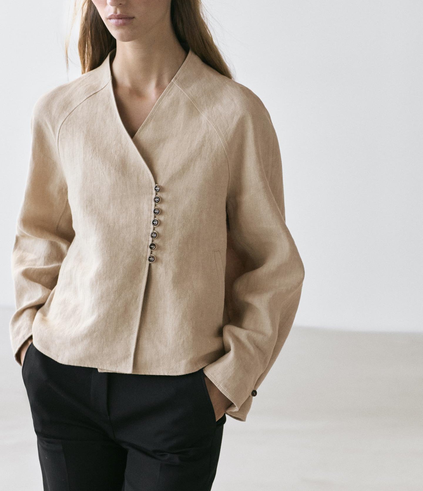 Cropped 100% Linen Blouse