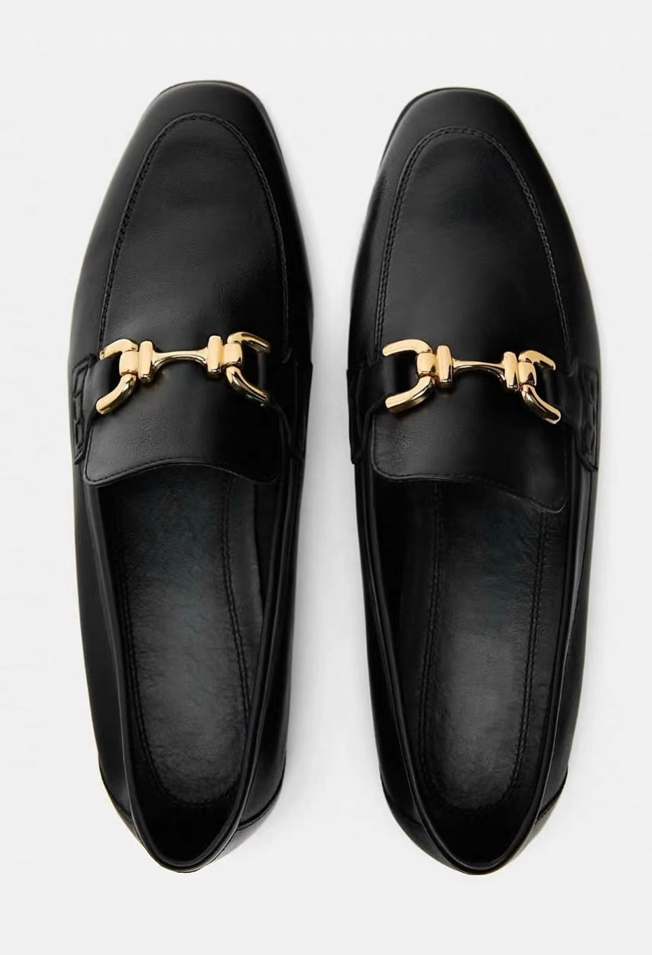 Buckled Leather Loafers in Black