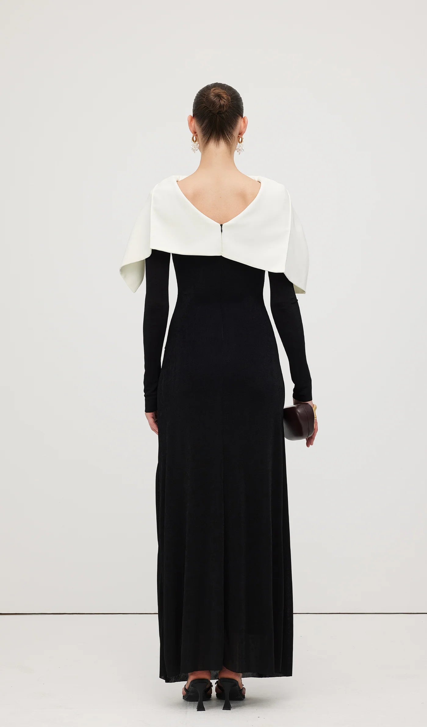 Cape Black\White Dress with Long Sleeves