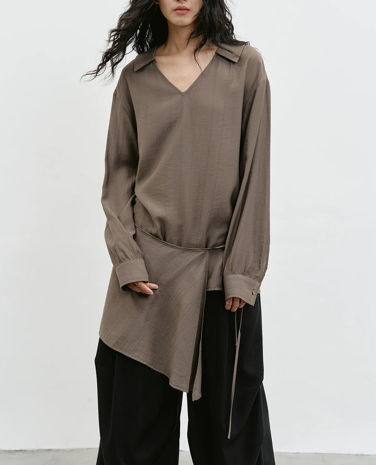 The Wrap Blouse in Taupe