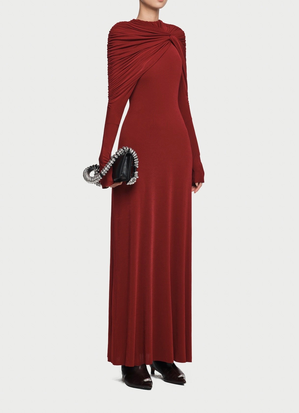 Draped Maxi Dress in Red
