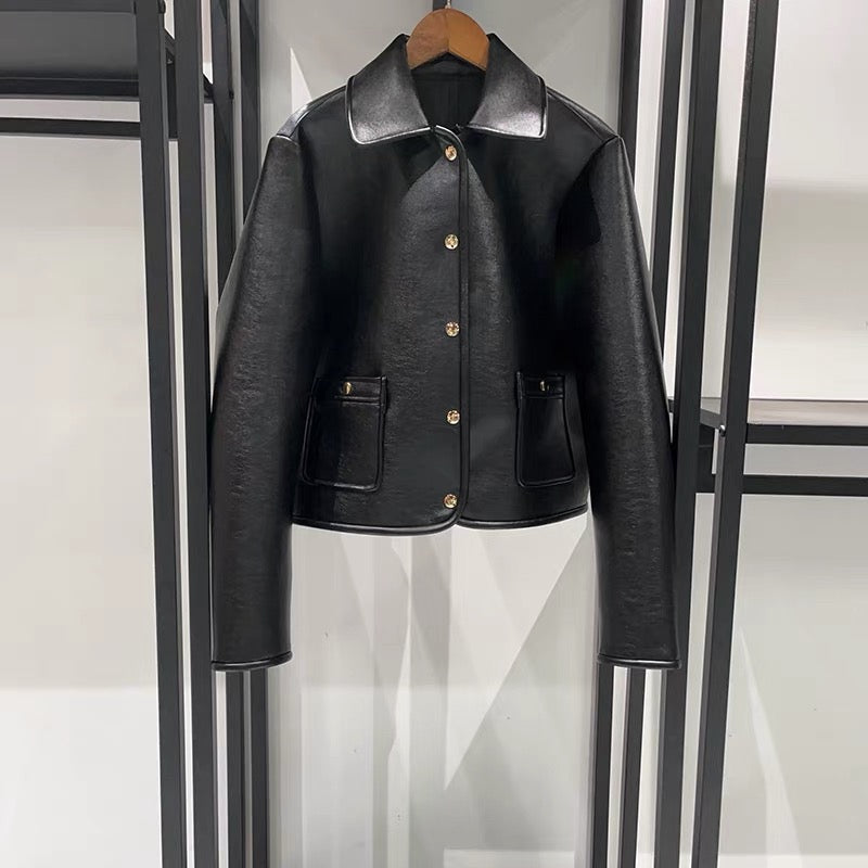 Cropped Leather Jacket