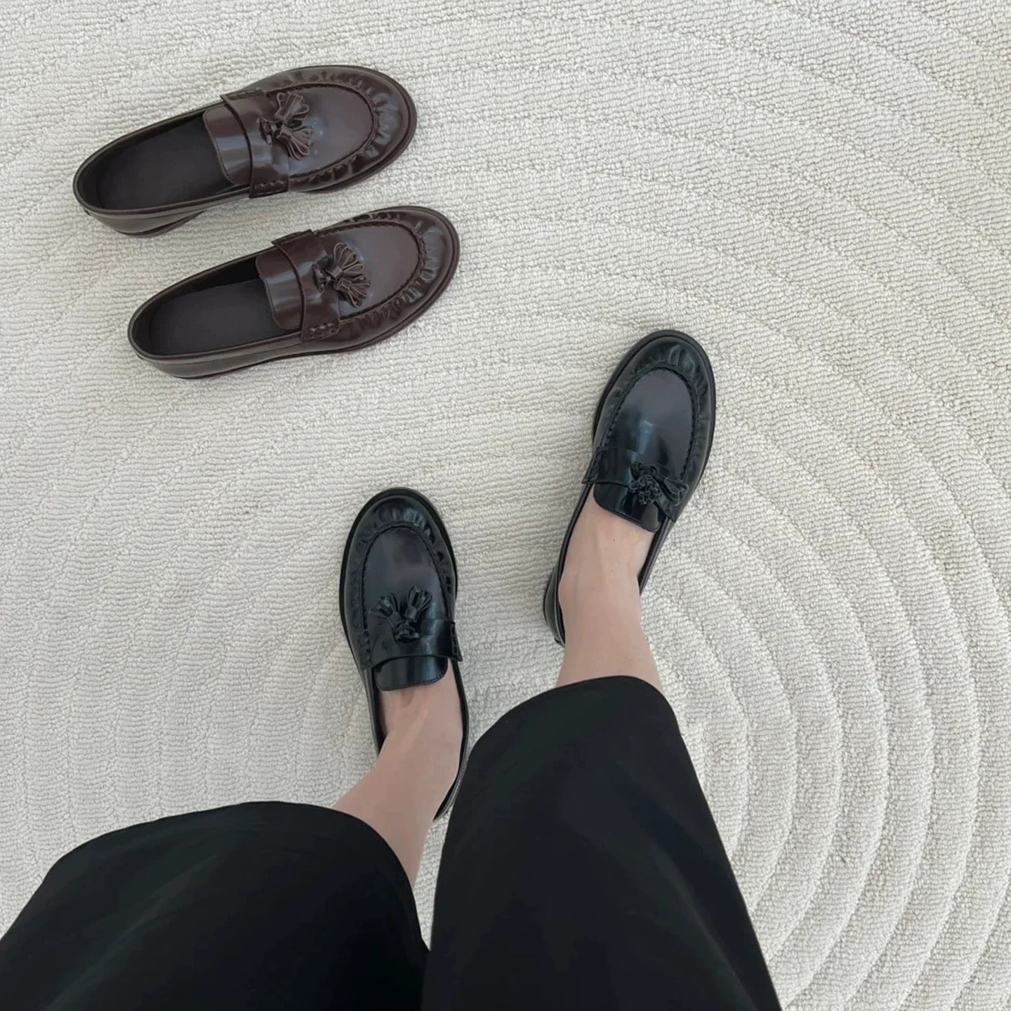 Patent Pleated Loafers