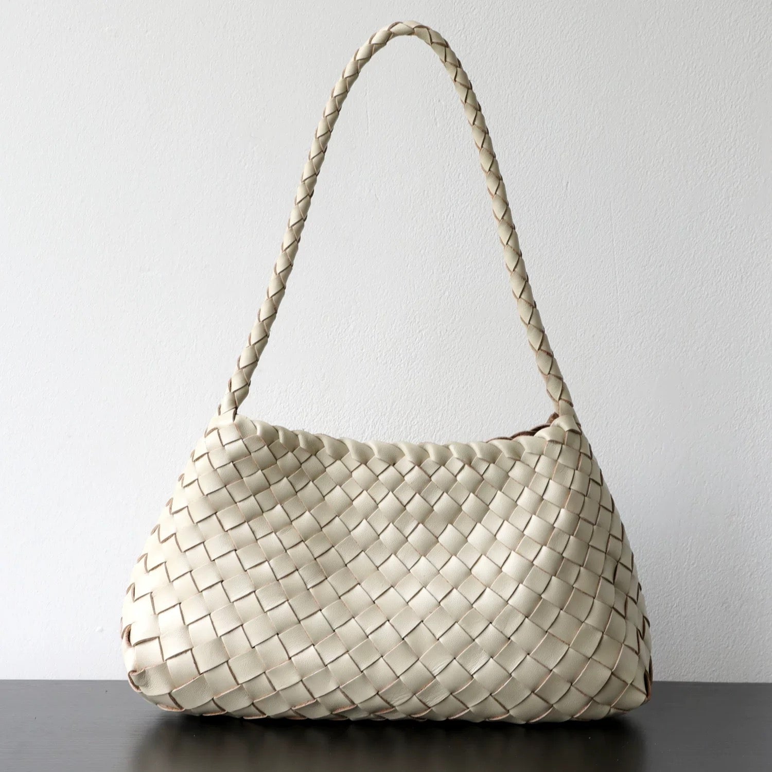 Woven Shoulder Bag in Beige