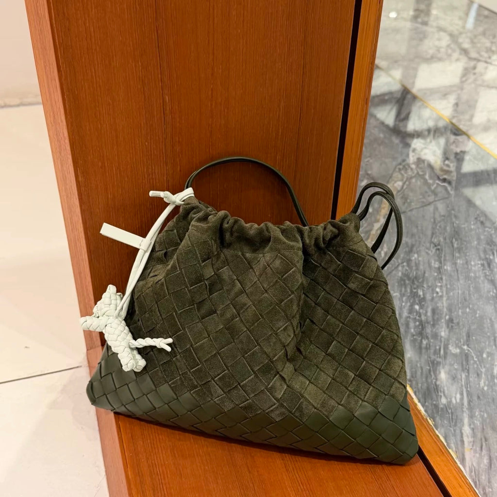 Two-tone Woven Clutch\ Shoulder Bag (Olive Green)
