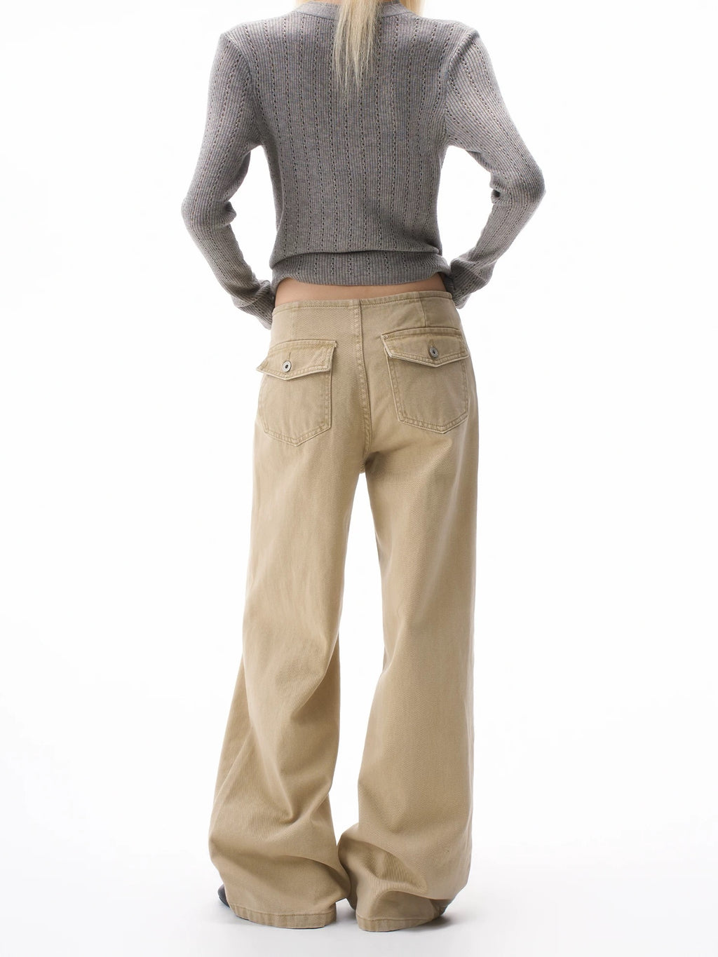 High-rise wide-leg jeans in beige