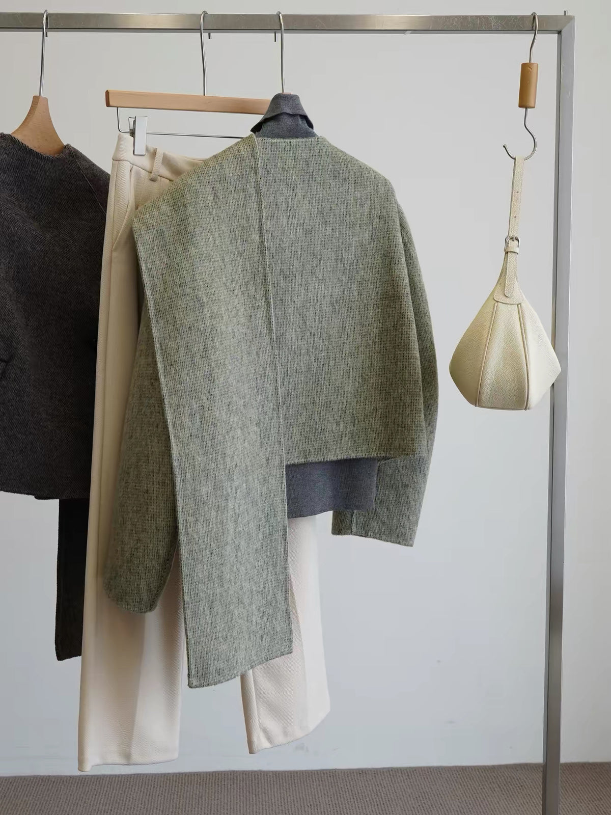 Wool Jacket with Attached Scarf
