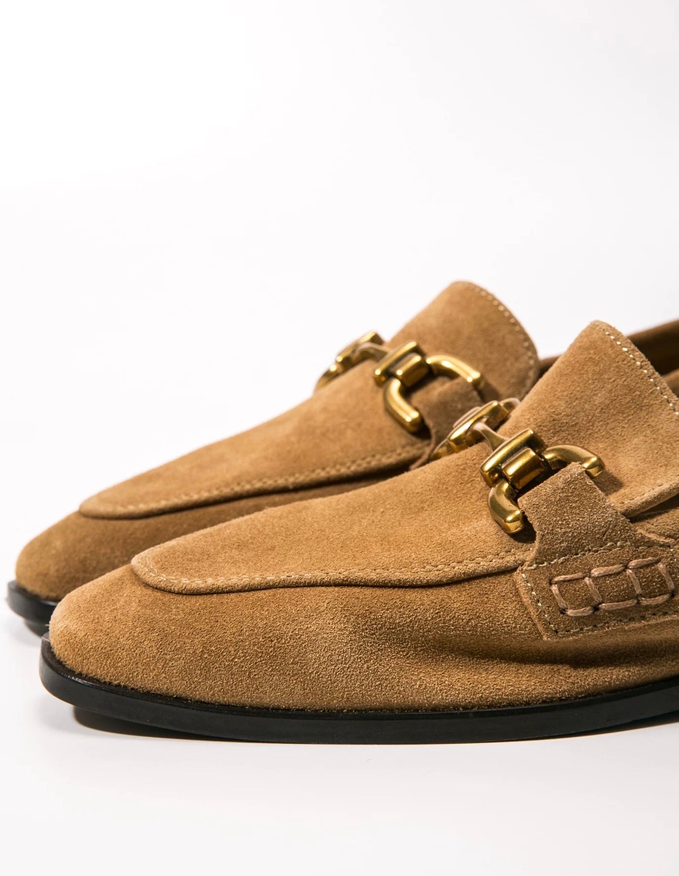 Bucklef Suede Loafers in Tan