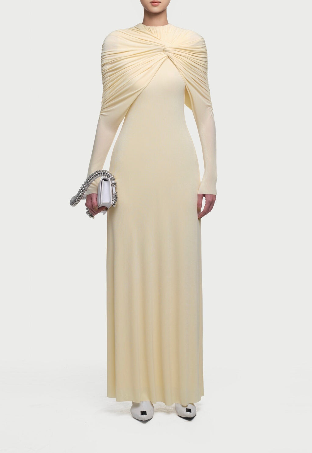 Draped Maxi Dress in Butter Yellow