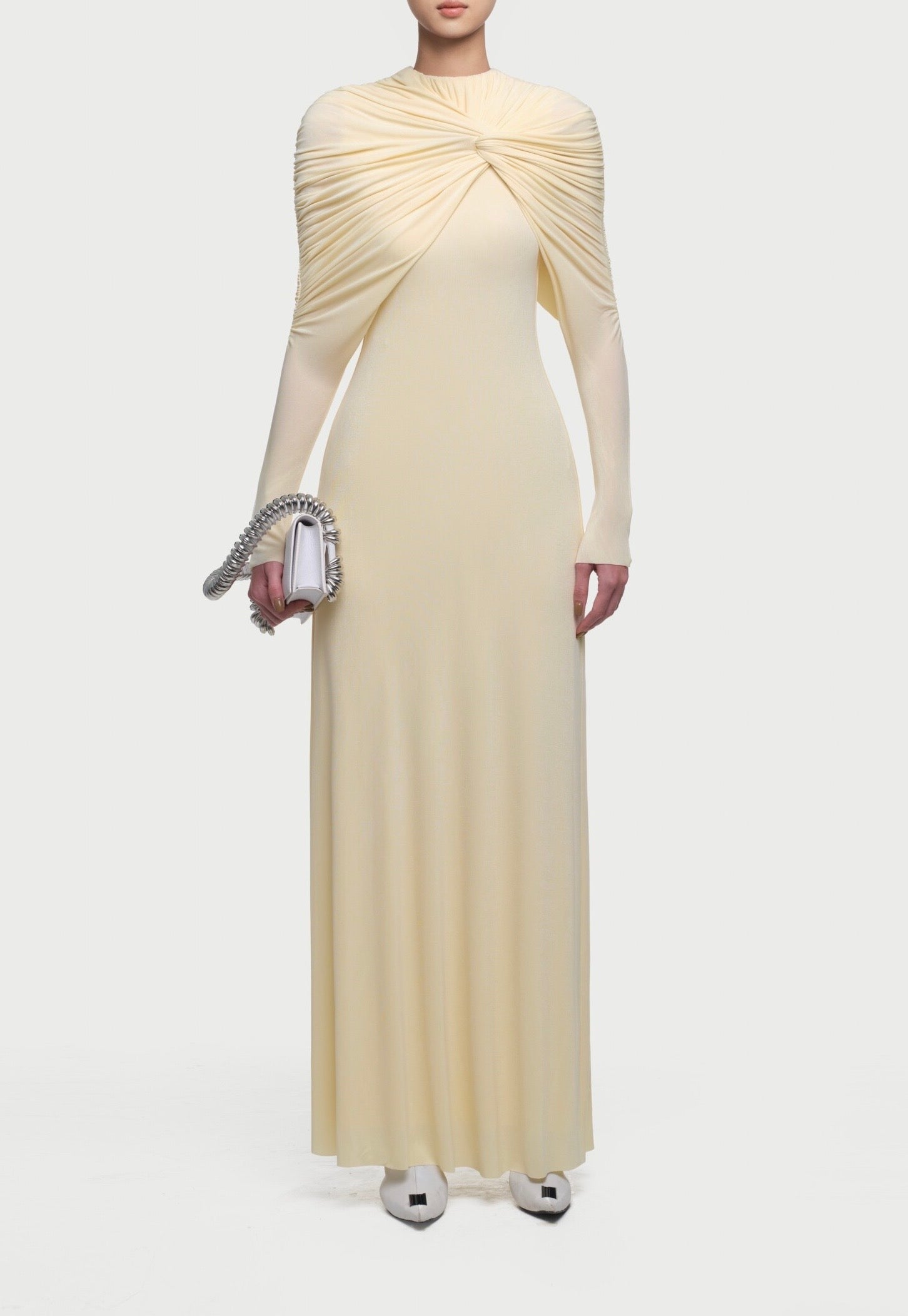 Draped Maxi Dress in Butter Yellow