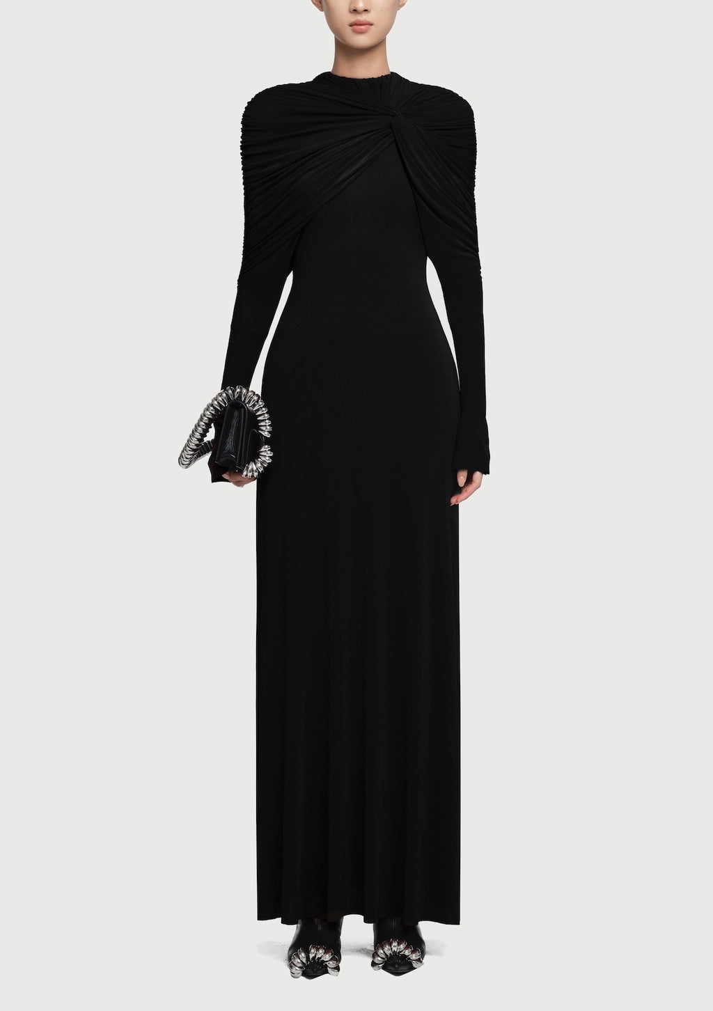 Draped Maxi Dress in Black