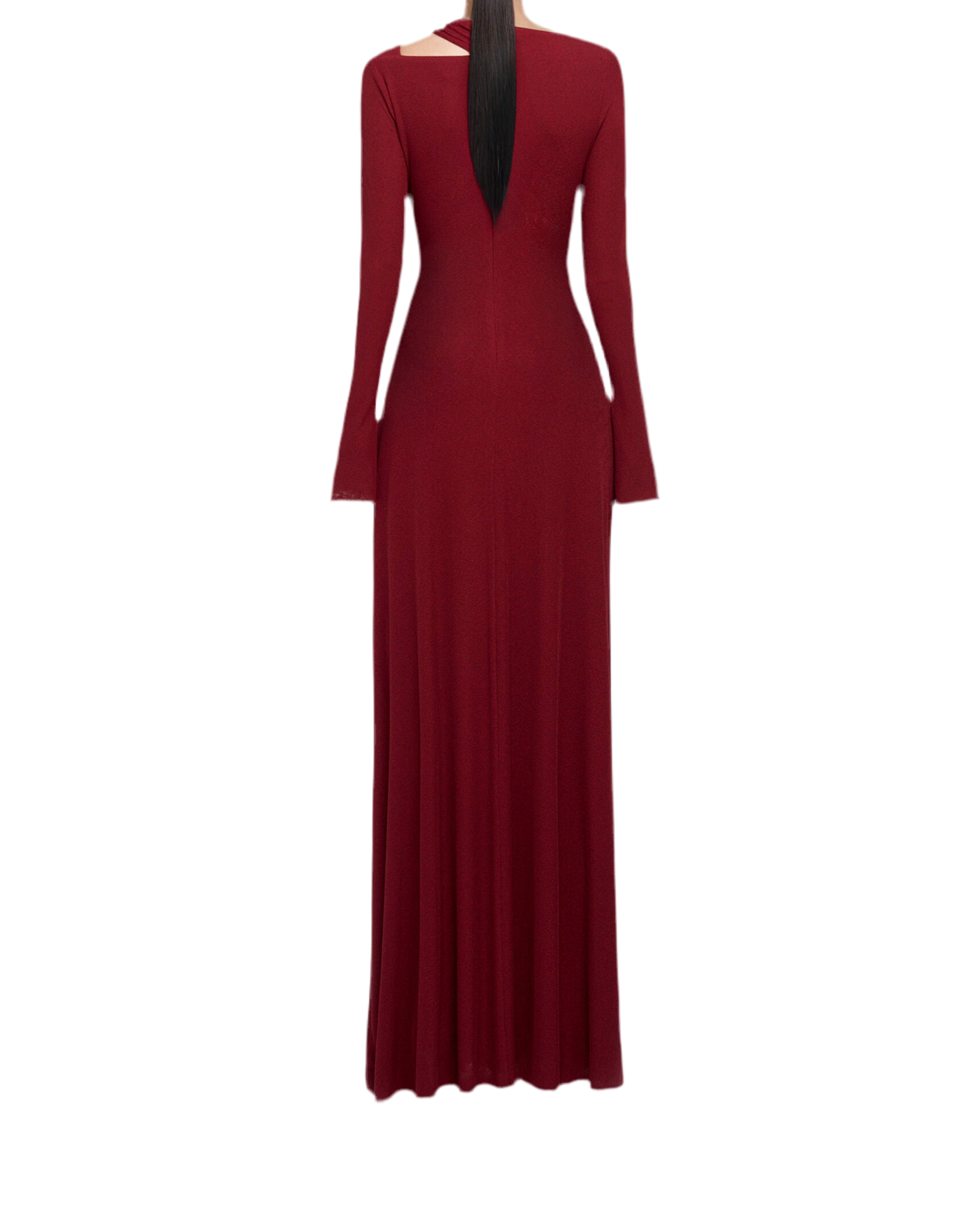 Maxi Dress with Shoulder Cut-outs and Metallic Buttons