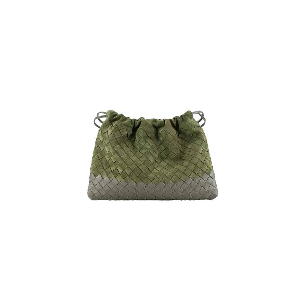 Two-tone Woven Clutch\ Shoulder Bag (Olive Green)