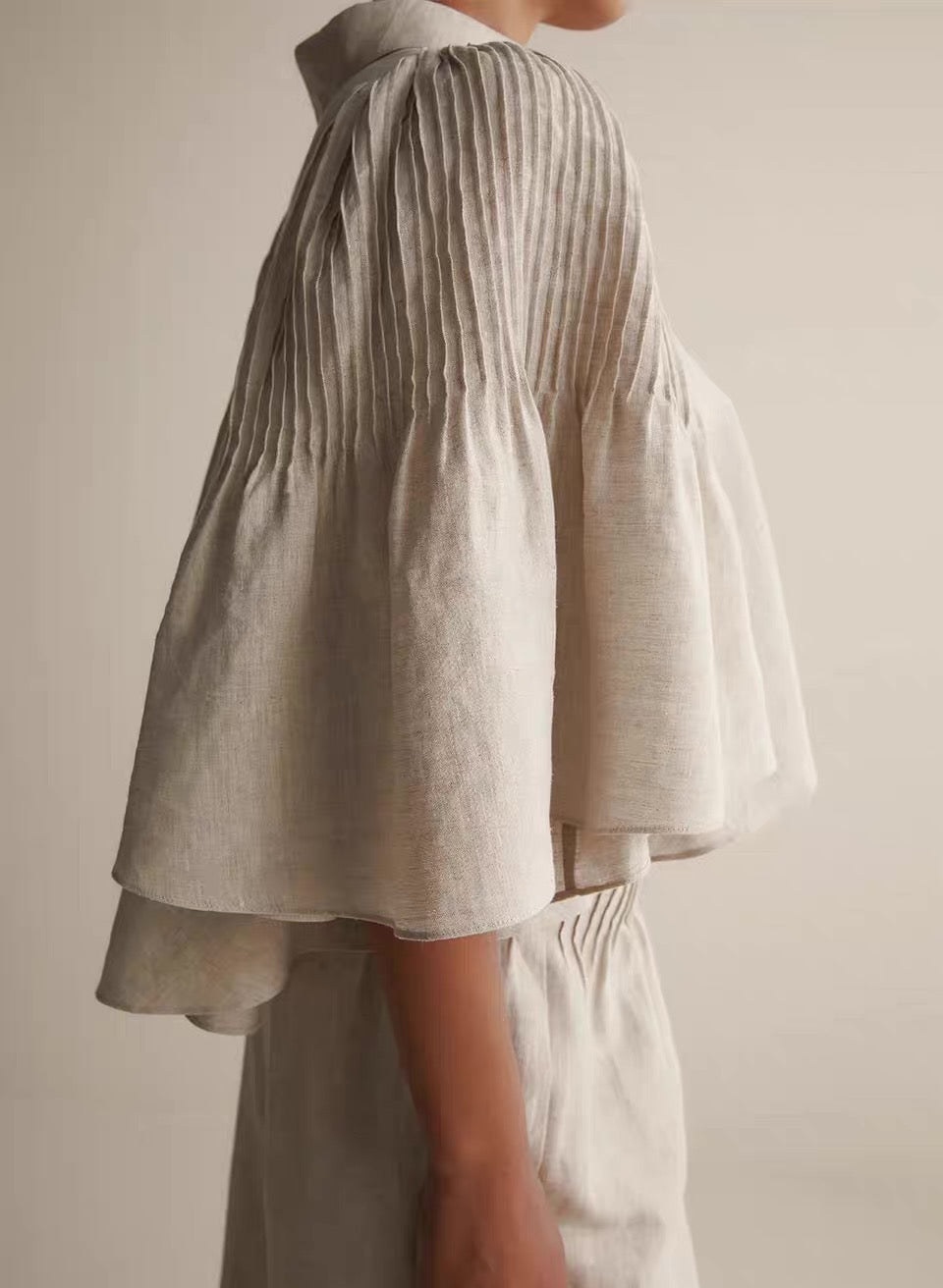 Pleated Linen Blouse