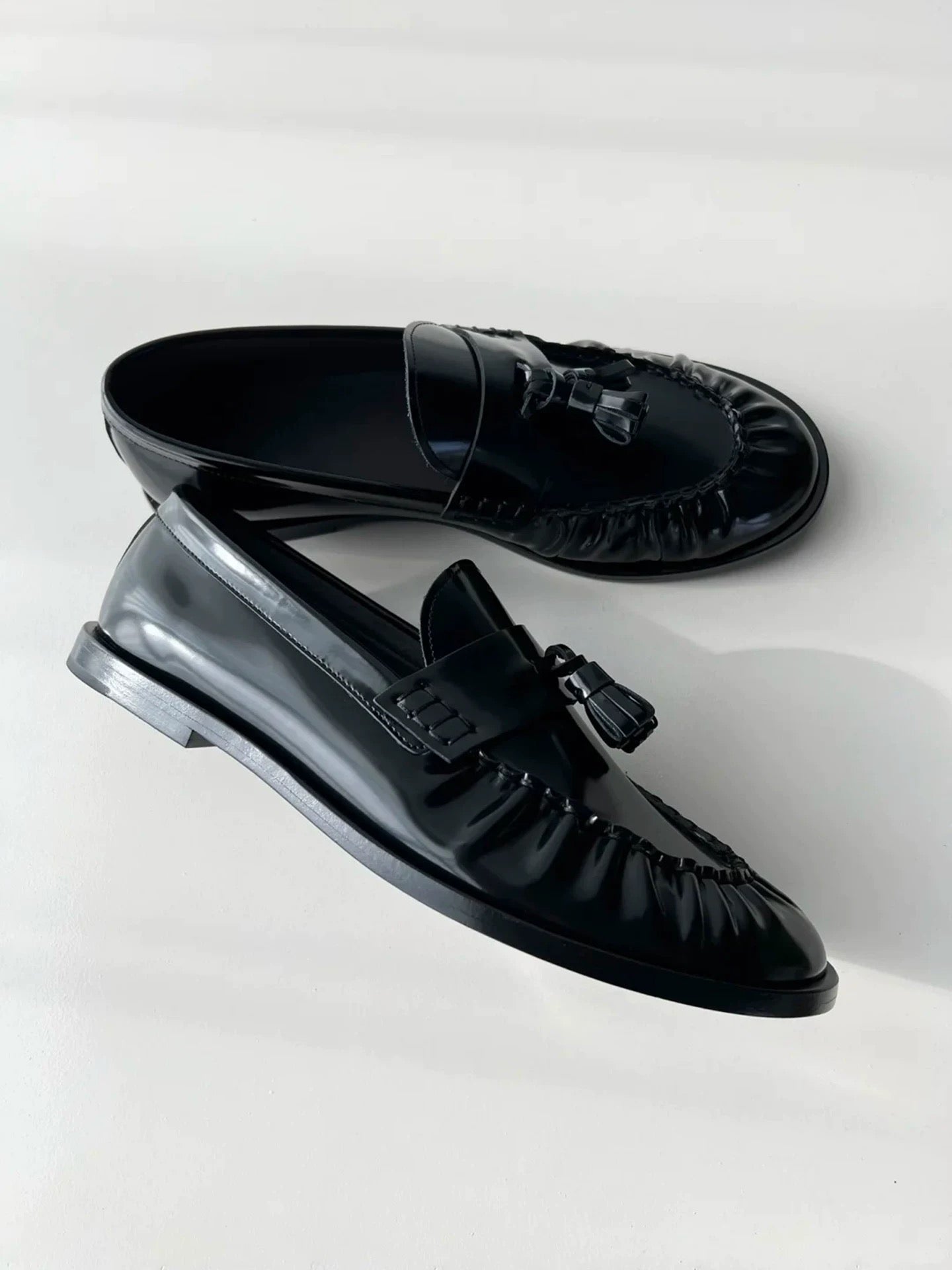 Patent Pleated Loafers