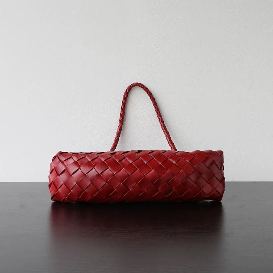 Woven Shoulder Bag in Red