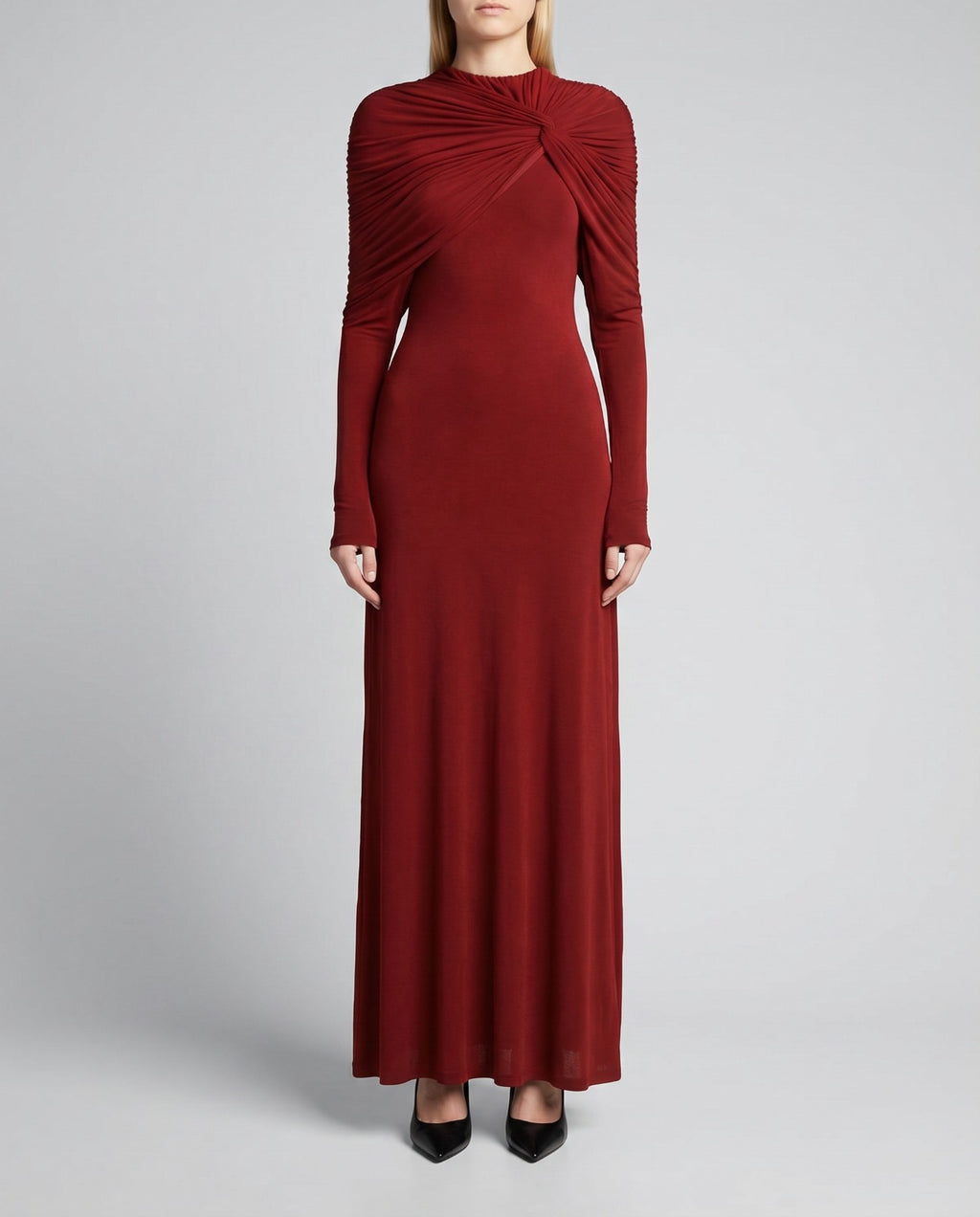 Draped Maxi Dress in Red (Immediate)