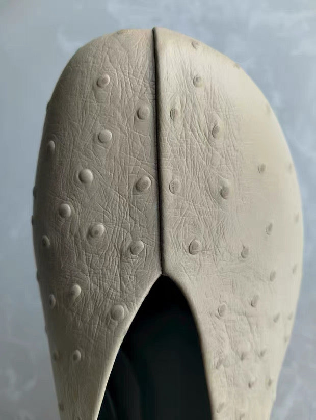 Leather Ballet Flats in Ivory