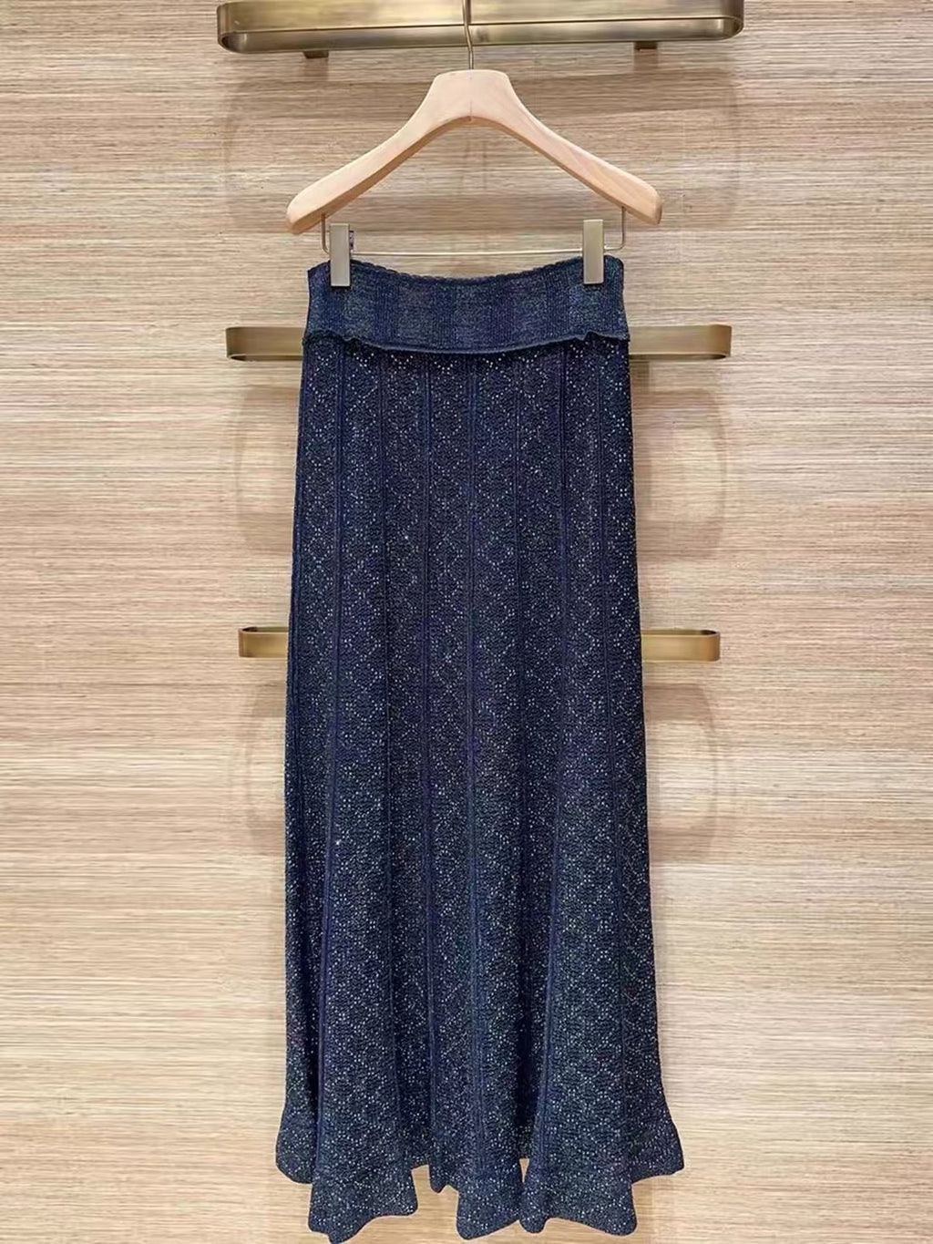 Embellished Knitted Maxi Skirt