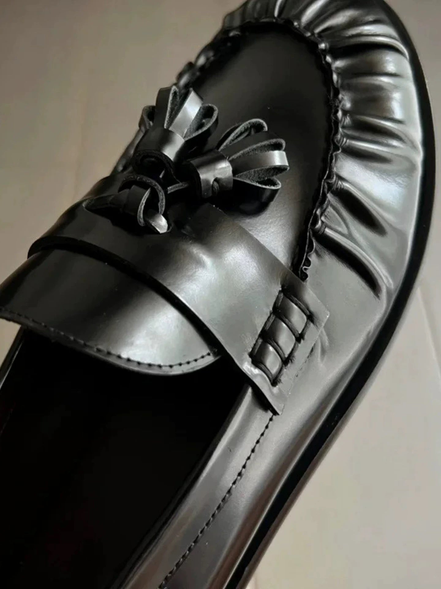 Patent Pleated Loafers